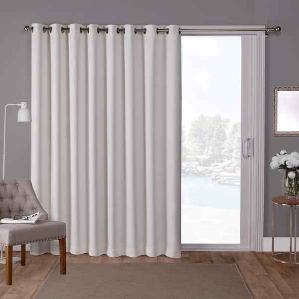 EXCLUSIVE HOME Sateen Patio Vanilla Solid Woven Room Darkening Grommet Top Curtain, 100 in. W x 84 in. L
