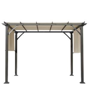 10 ft. x 10 ft. Beige Outdoor Pergola, Steel Frame Outdoor Gazebos Patio with Shade Canopy