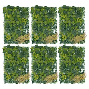Green 23 .6 in. x 15.7 in. Artificial Boxwood Plants Wall Panel Melongrass Hedge Backdrop Decor 6Pcs