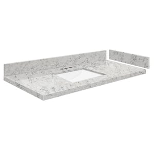 Silestone 40.25 in. W x 22.25 in. D Quartz White Rectangular Single Sink Vanity Top in Pietra