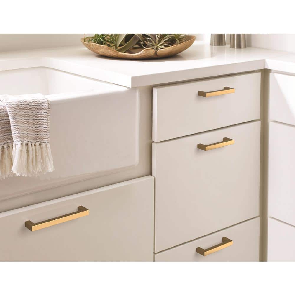 Champagne Bronze Modern Cabinet Drawer Pull with Mounting Hardware