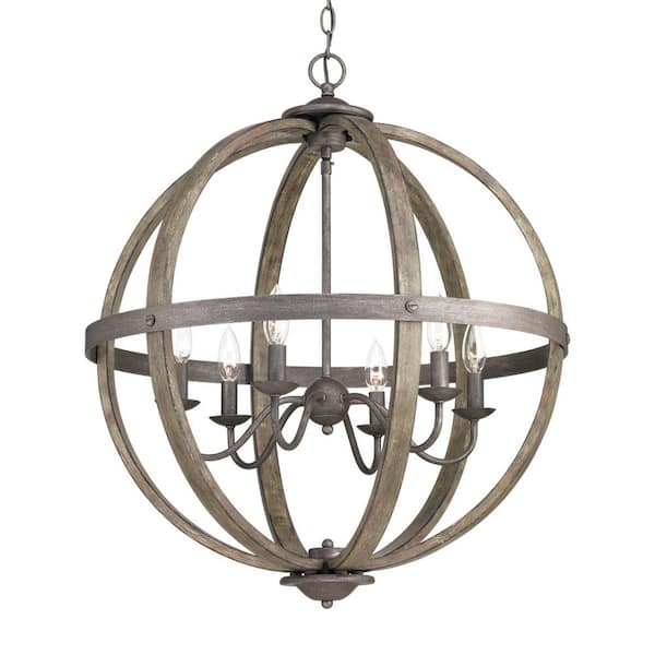 Home Decorators Collection Keowee 24 1, Iron And Wood Orb Chandelier