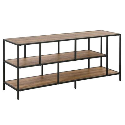 Winthrop 55 in. Blackened Bronze TV Stand Fits TV's up to 60 in. with Rustic Oak Shelves