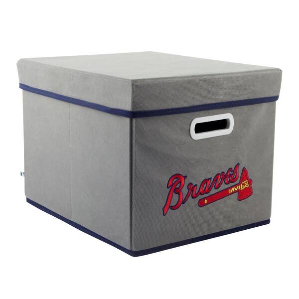 MyOwnersBox MLB STACKITS Atlanta Braves 12 in. x 10 in. x 15 in. Stackable Grey Fabric Storage Cube