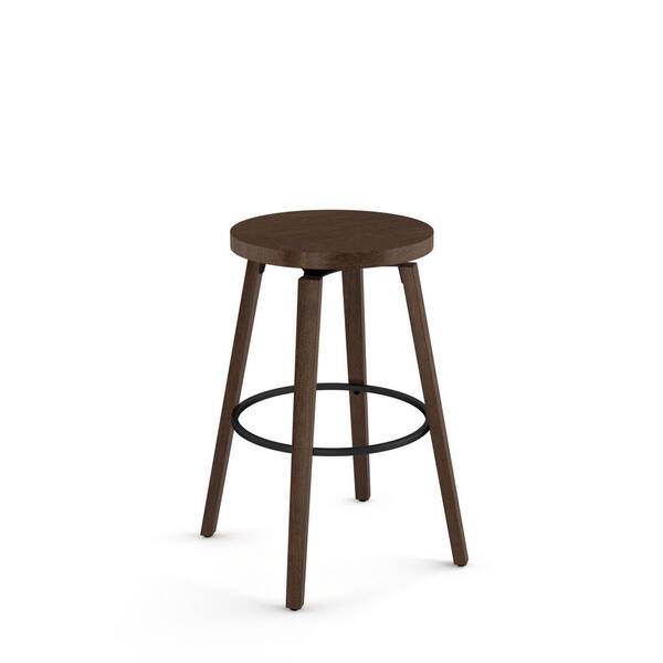 Amisco Ravi 26 In Brown Wood Black, Wood And Metal Swivel Counter Stools