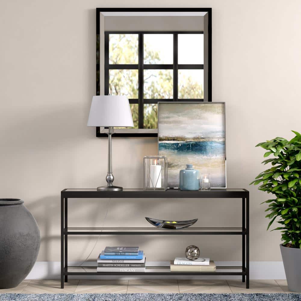 Brushed Nickel Steel Table Lamp with White Linen Shade