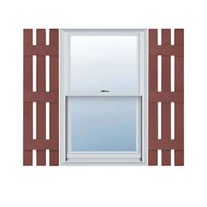 12 in. W x 66 in. H TailorMade Three Board Spaced (3 Batten), Board-n-Batten Shutters - Burgundy Red