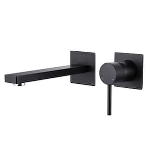 Single Handle Wall Mounted Bathroom Faucet in Matte Black