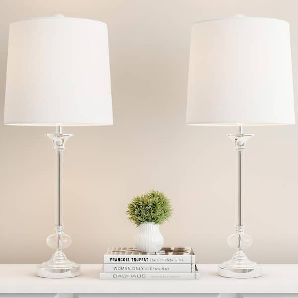 trekant genopretning skranke Lavish Home 24 in. Modern Crystal Candlestick Lamps (Set of 2) HW1000043 -  The Home Depot
