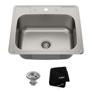 Drop-In Stainless Steel 25 in. 3-Hole Single Bowl Kitchen Sink Kit