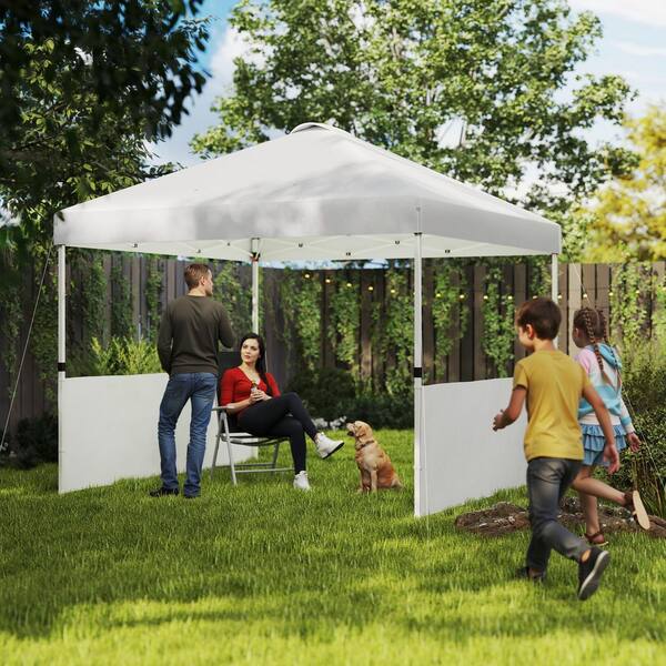 Outsunny 10 ft. x 10 ft. White Pop Up Canopy Tent 84C