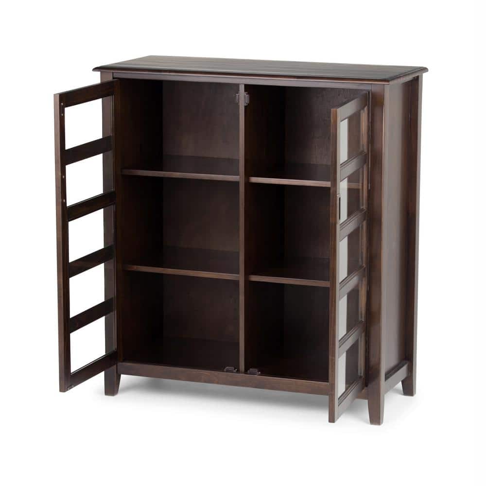 Burlington Medium Mahogany Brown Storage Cabinet with Tempered Glass Doors