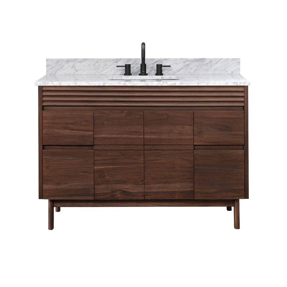 Carina 49 in. Single Sink Coffee Teak Bath Vanity with Carrara White Marble Top price history on PriceWatchPro
