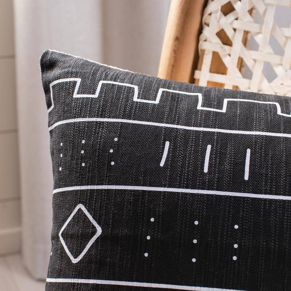 Bohemian Bliss Black and White Cotton-Linen Blend Decorative Pillow