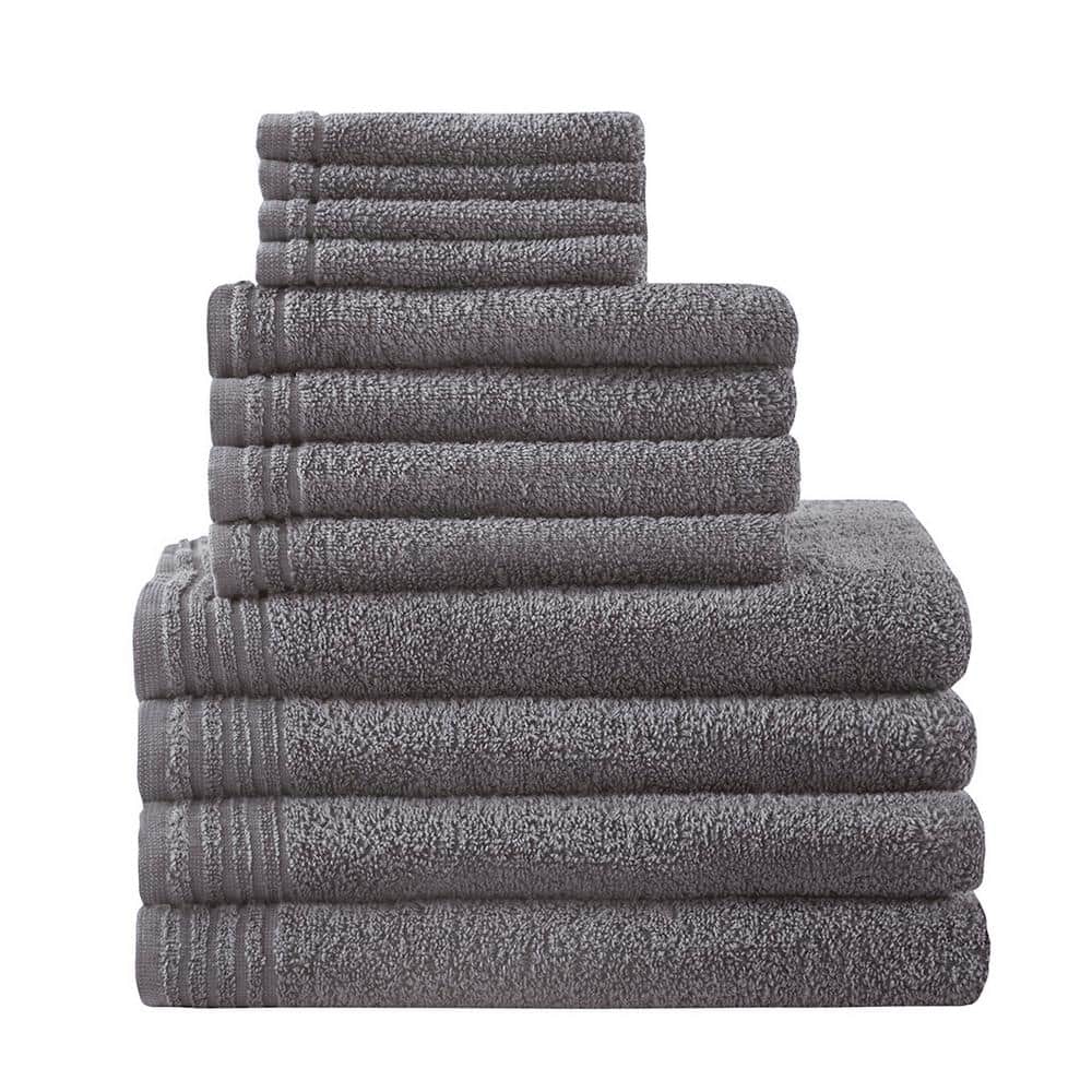 Gray 12-Piece 100% Cotton Quick Dry Bath Towel Set, OEKO-TEX Certified Gree