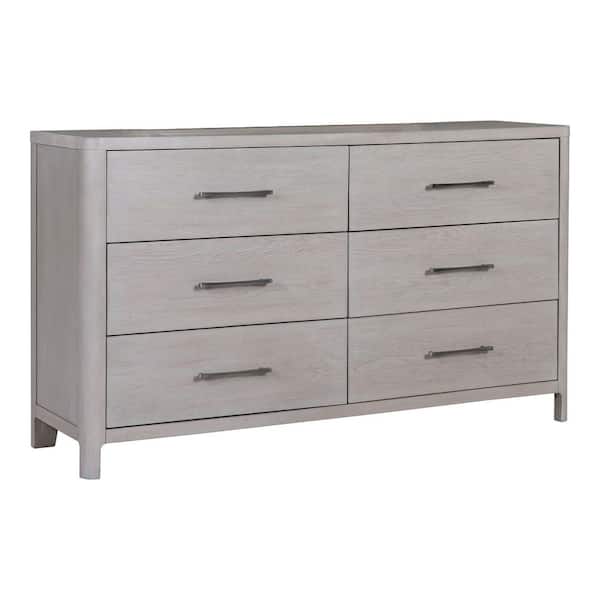 Anora Oak 6-Drawer 66 in. Dresser with Pewter Handles