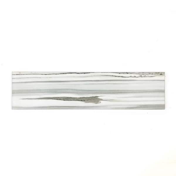 Black Diamond Straight Edge Subway 3 in. x 6 in. Glossy Glass Peel and Stick Decorative Tile Sample (1 sq. ft./Case)