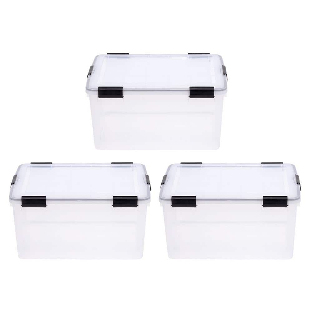 IRIS USA 3 Pack 144qt Large Clear View Plastic Storage Bin with Lid and  Secure Latching Buckles