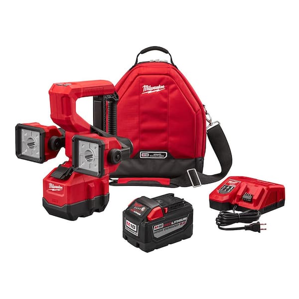 Milwaukee M18 18-Volt Lithium-Ion Cordless Utility Bucket Light Kit with High Demand 9.0Ah Battery, Rapid Charger and Tool Bag