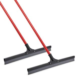 24 in. Multi-Surface Rubber Floor Squeegee with 60 in. Steel Handle (2-Pack)