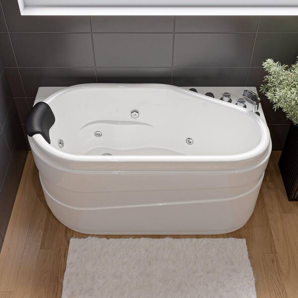 EAGO 57 in. Acrylic Flatbottom Whirlpool Bathtub in White AM175-R
