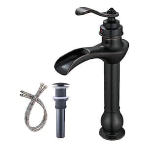 Single Handle Single Hole Bathroom Faucet Pop-Up Drain Included and Supply Lines in Oil Rubbed Bronze