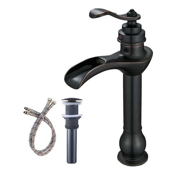 WELLFOR Single Handle Single Hole Bathroom Faucet Pop-Up Drain Included and Supply Lines in Oil Rubbed Bronze