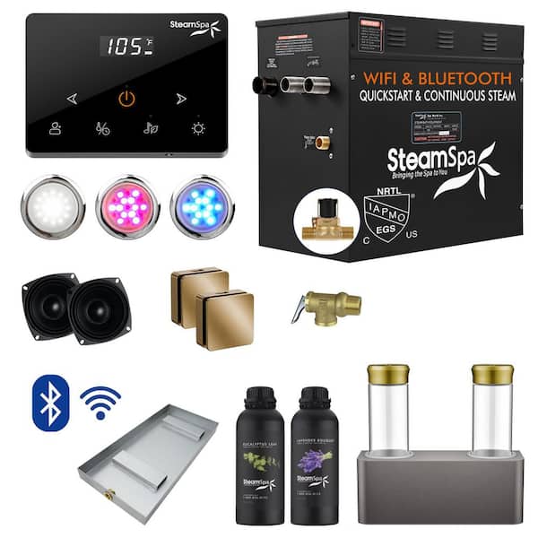Black Series 12000-Watt Steam Generator with Wireless Remote, BLUETOOTH, WIFI and Dual Aroma Pump in Gold