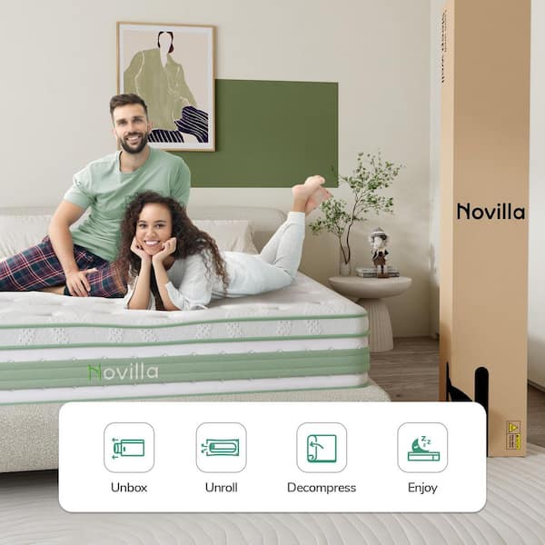 Novilla King Medium Gel Memory Foam Hybrid Mattress 14 in. Bed-in