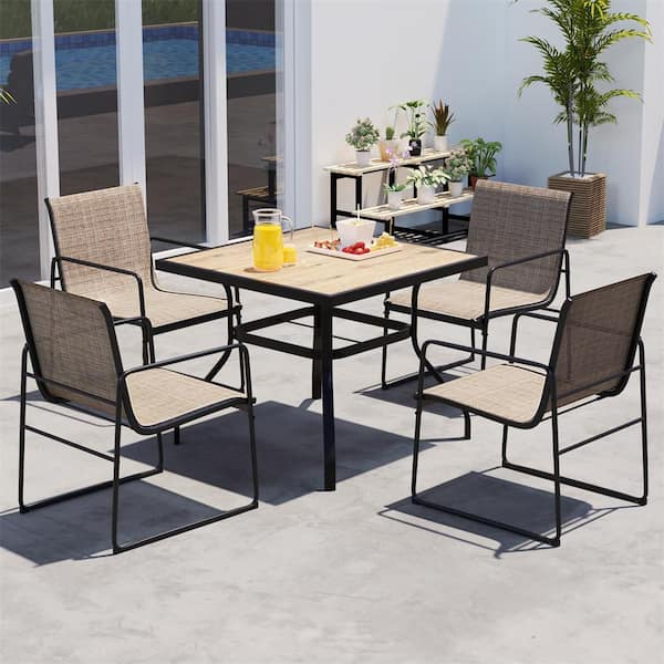 Patio Chairs Set of 4 Outdoor Furniture Chairs w/ Ergonomic Backrest