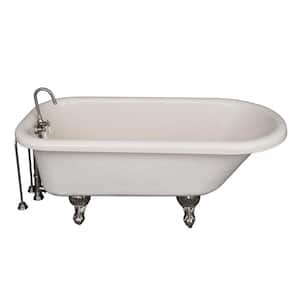 5 ft. Acrylic Ball and Claw Feet Roll Top Tub in Bisque with Brushed Nickel Accessories