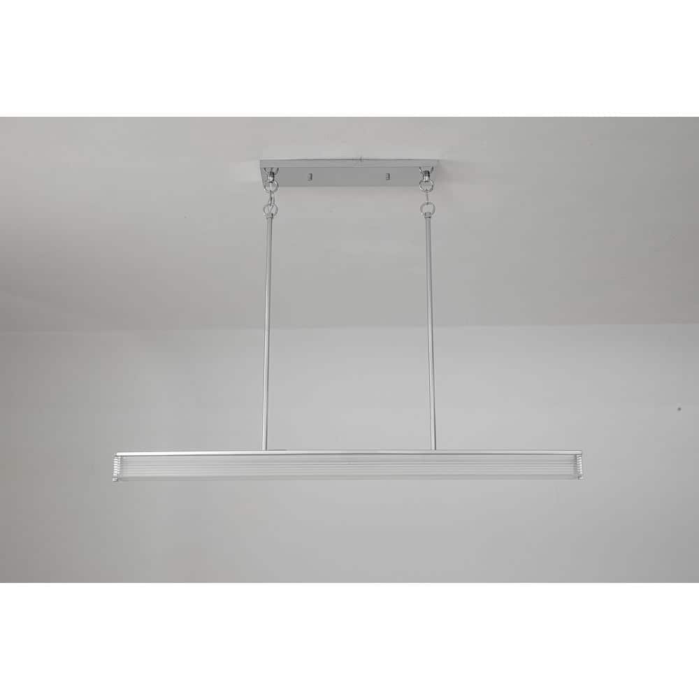 Lychnus 1-Light 42.9 in. W Industrial Chrome Linear LED Pendant Light with Ribbed Glass for Kitchen Island Dining Table price history on PriceWatchPro