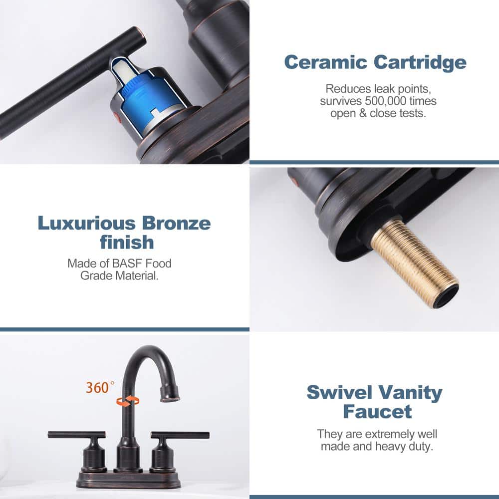 Oil Rubbed Bronze Double Handle High Arc Bathroom Faucet