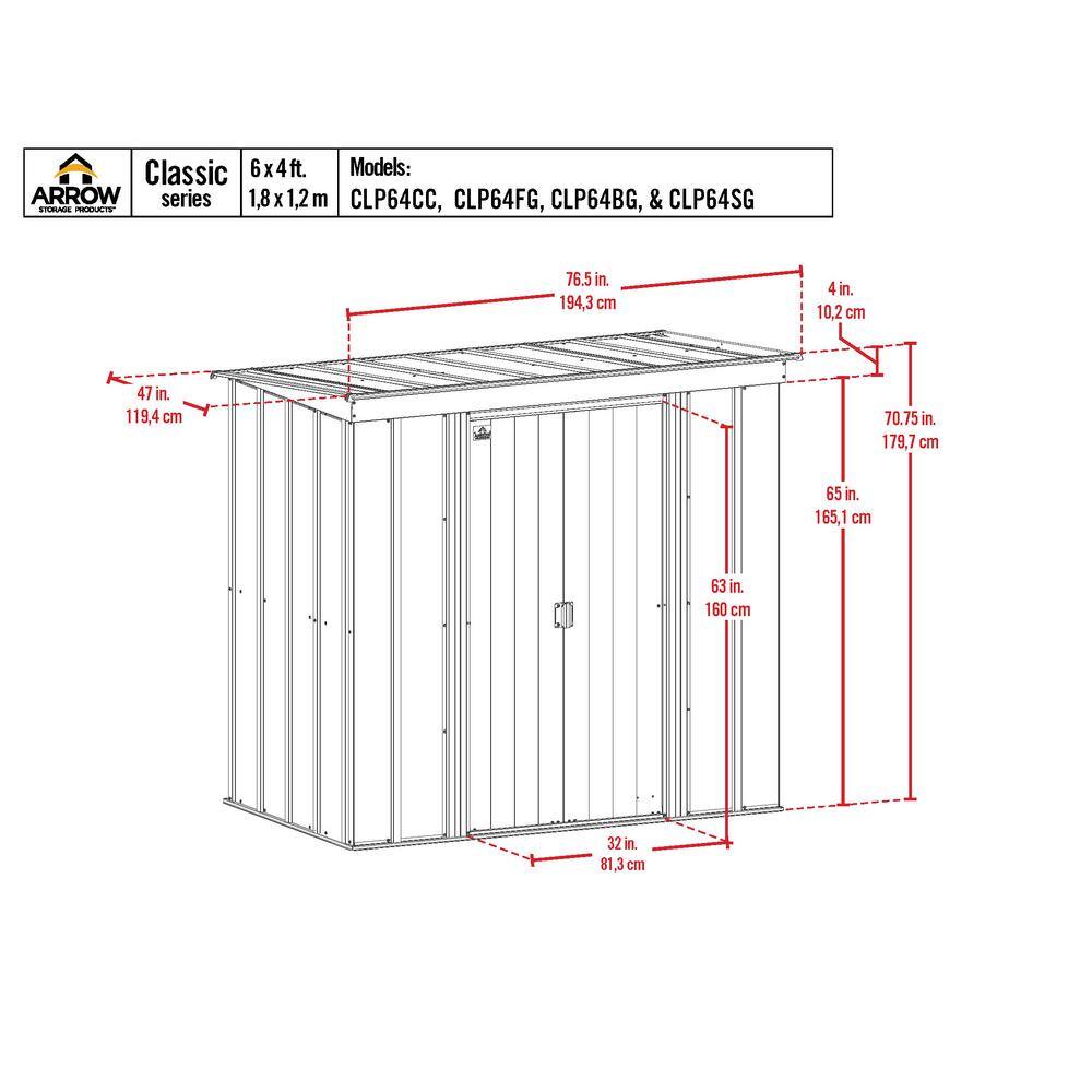 6 ft. x 4 ft. Blue Grey Galvanized Steel Storage Shed