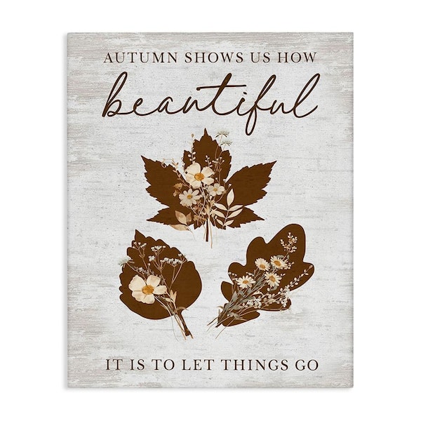 Stupell Industries Autumnal Beauty Phrase by Lettered and Lined 1-Piece Unframed Graphic Print Nature Poster Art Print 20 in. x 16 in.