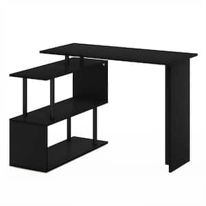 Moore 39.4 in. L-Shape Americano / Black Computer Desk with 3-Tier Shelves