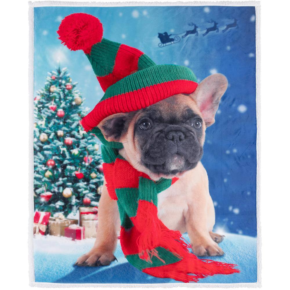 Reversible Knitted Sherpa Christmas Throw Blanket for Kids