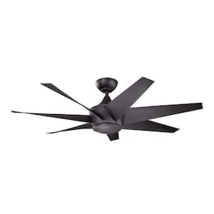Lehr 54 in. Outdoor Distressed Black Downrod Mount Ceiling Fan with Remote Included for Patios or Porches