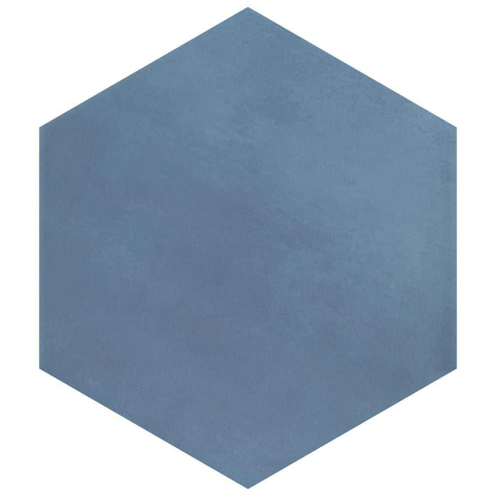 Horizon Hex Contemporary 9" x 7.75" Matte Blue Ceramic Tile