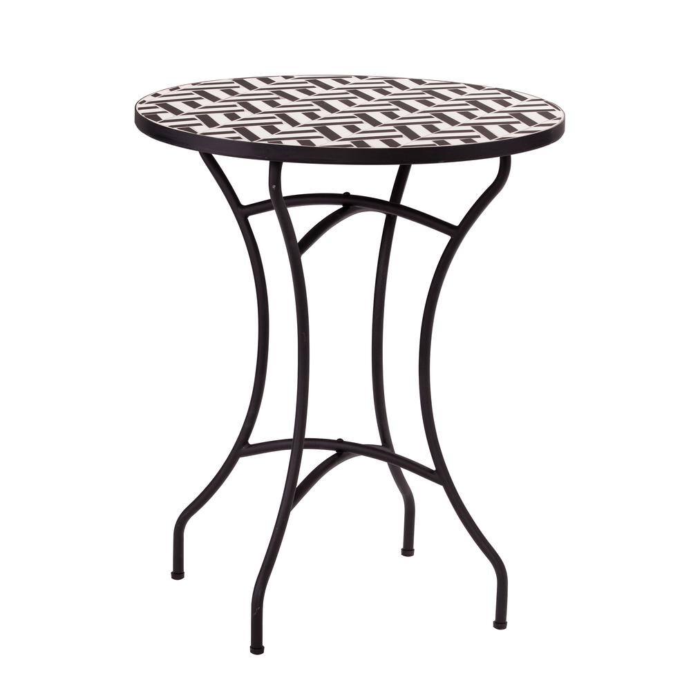 Southern Enterprises Fairway Ceramic Outdoor Accent Table in Black and ...