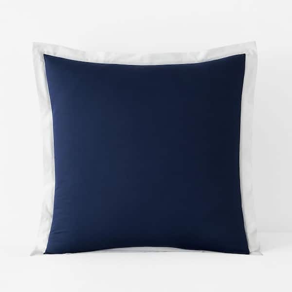 The Company Store Company Cotton Solid Border Trim Navy Cotton Euro Sham