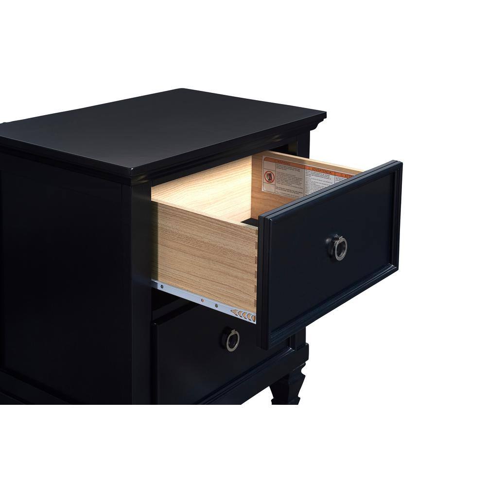 Tamarack Black Solid Wood 2-Drawer Nightstand
