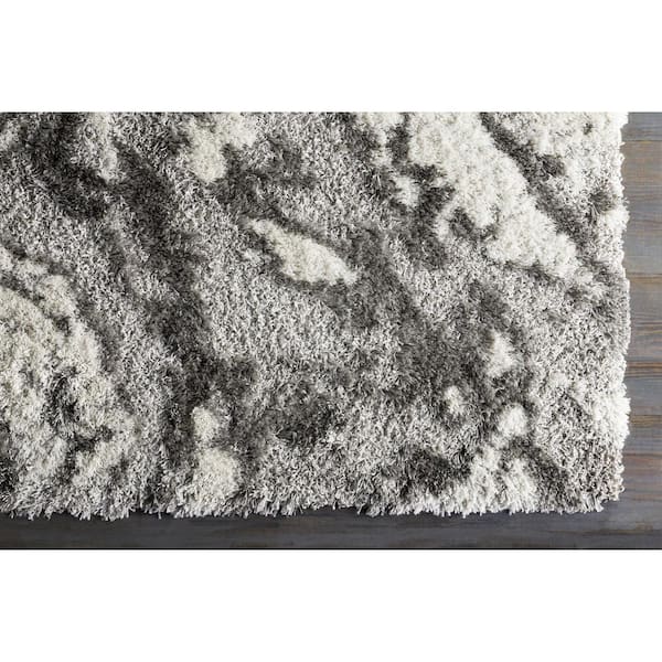 Alta Shag Light Gray Abstract 5 ft. x 7 ft. Indoor Area Rug