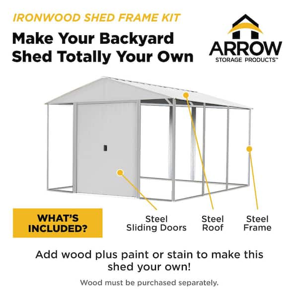 Ironwood 10 ft. W x 12 ft. D Anthracite-Finish Galvanized Steel Custom Hybrid Shed Kit