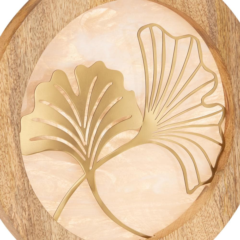 Amber and Gold Stained Glass Panel with Mango Wood Stand