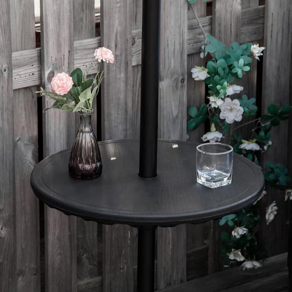 Outsunny 20 in. Black Round Plastic Umbrella Table Tray Portable