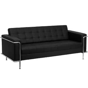 Hercules Lesley 81 in. Square Arms Faux Leather 4-Seater Bridgewater Sofa in Black