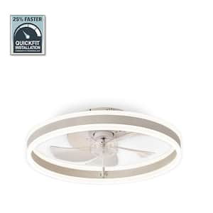 20 in. Smart Indoor Matte White Flush Mount Color Changing LED Ceiling Fan with Light Kit and Remote and App Control