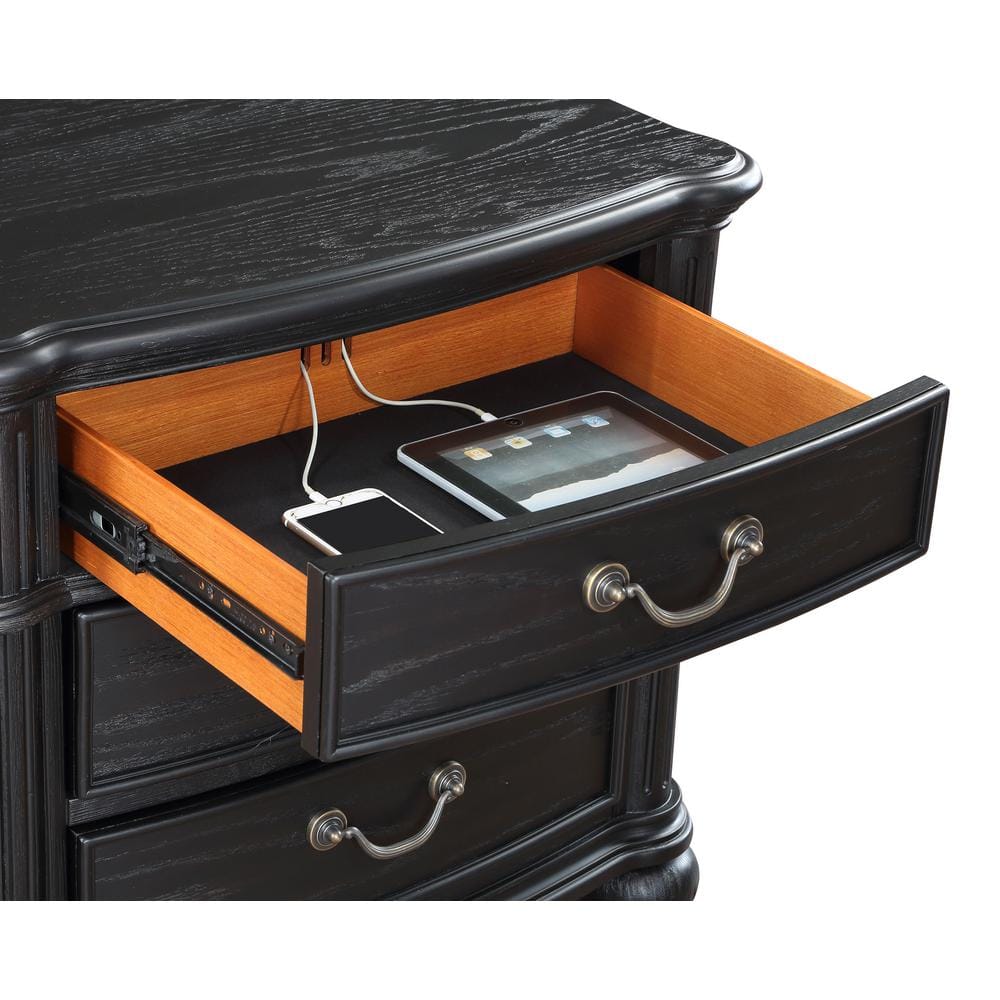 Celina Black 3-Drawer Traditional Nightstand