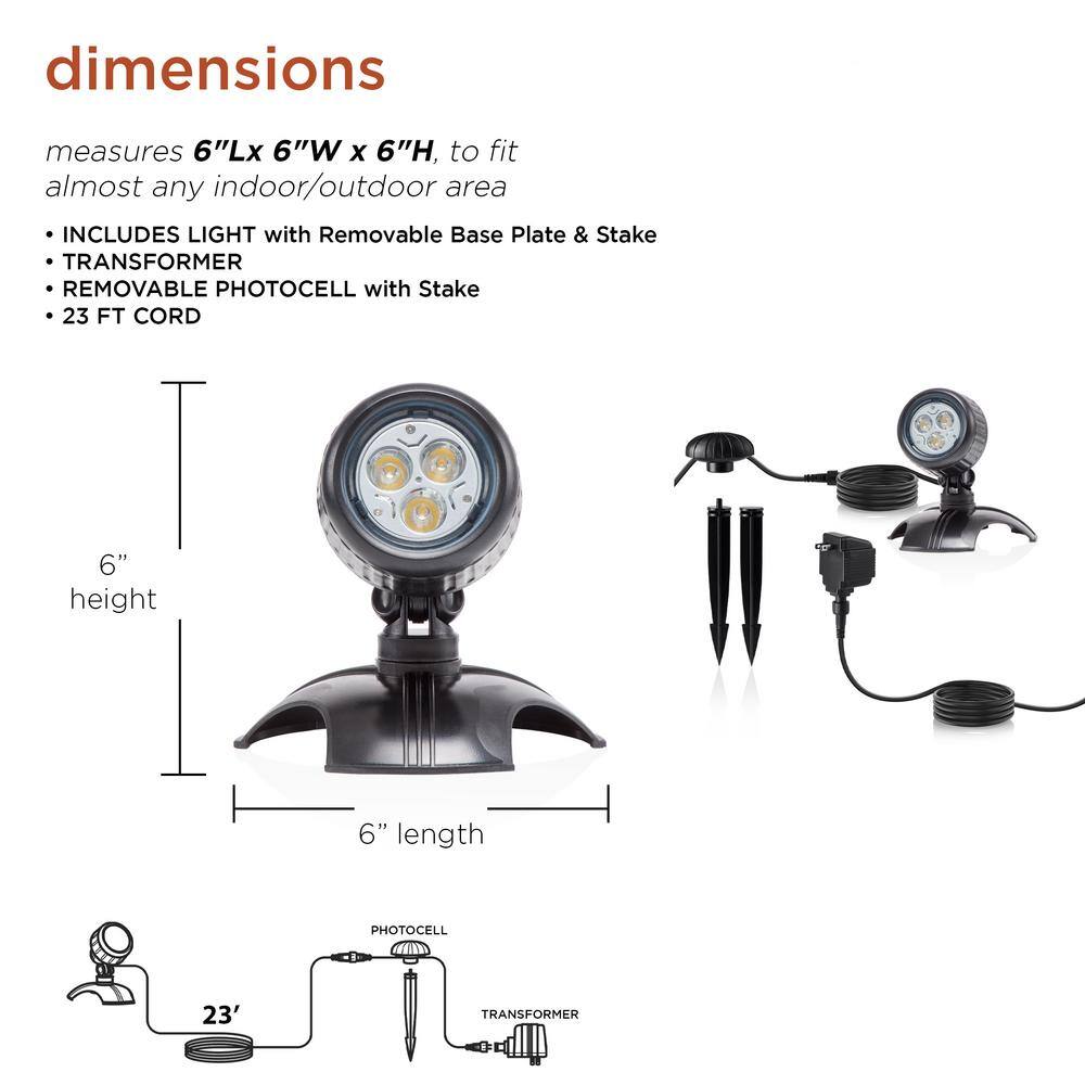 Set of 3 Warm White LED Outdoor Landscape Spotlights